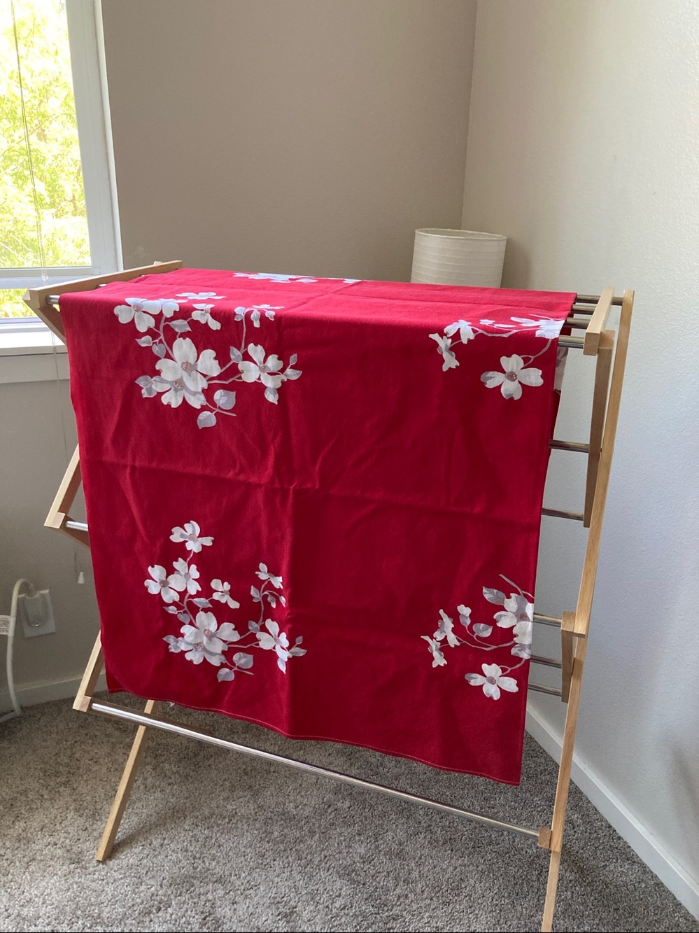 Vintage Wilendur 1950s Floral Dogwood Tablecloth Mid Century MCM Atomic